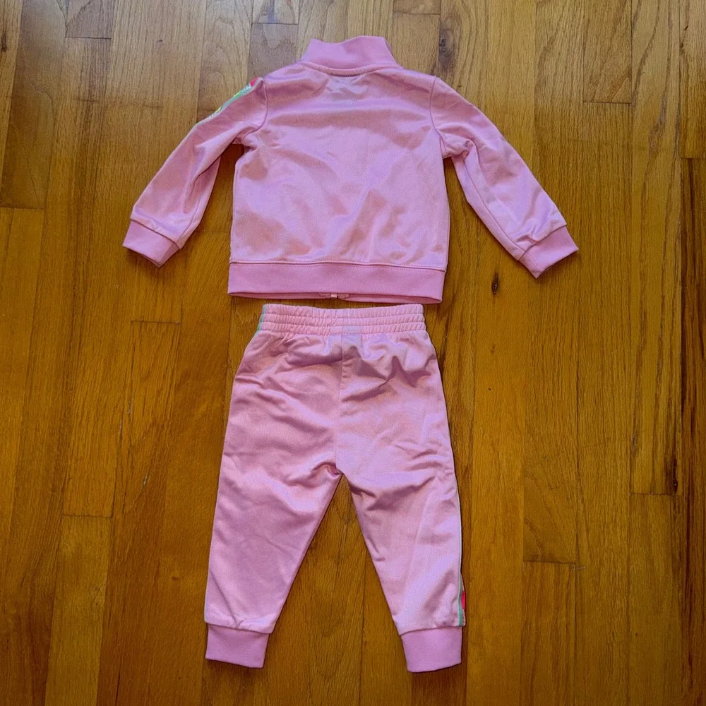 Nike Baby Girls Pink Rainbow Logo Tracksuit Set 2pc Jacket Pants 9M Athlesiure